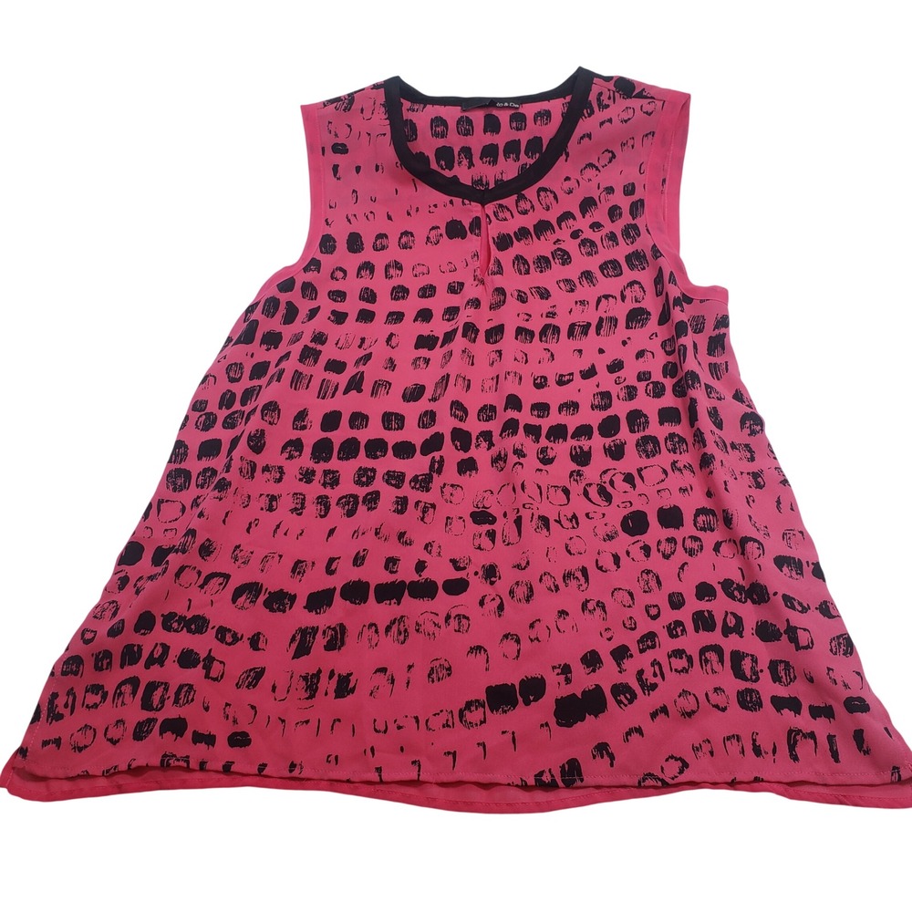 Ro & De Womens Sleeveless Abstract Print Blouse Size L Pink Black WQZ56947 RK